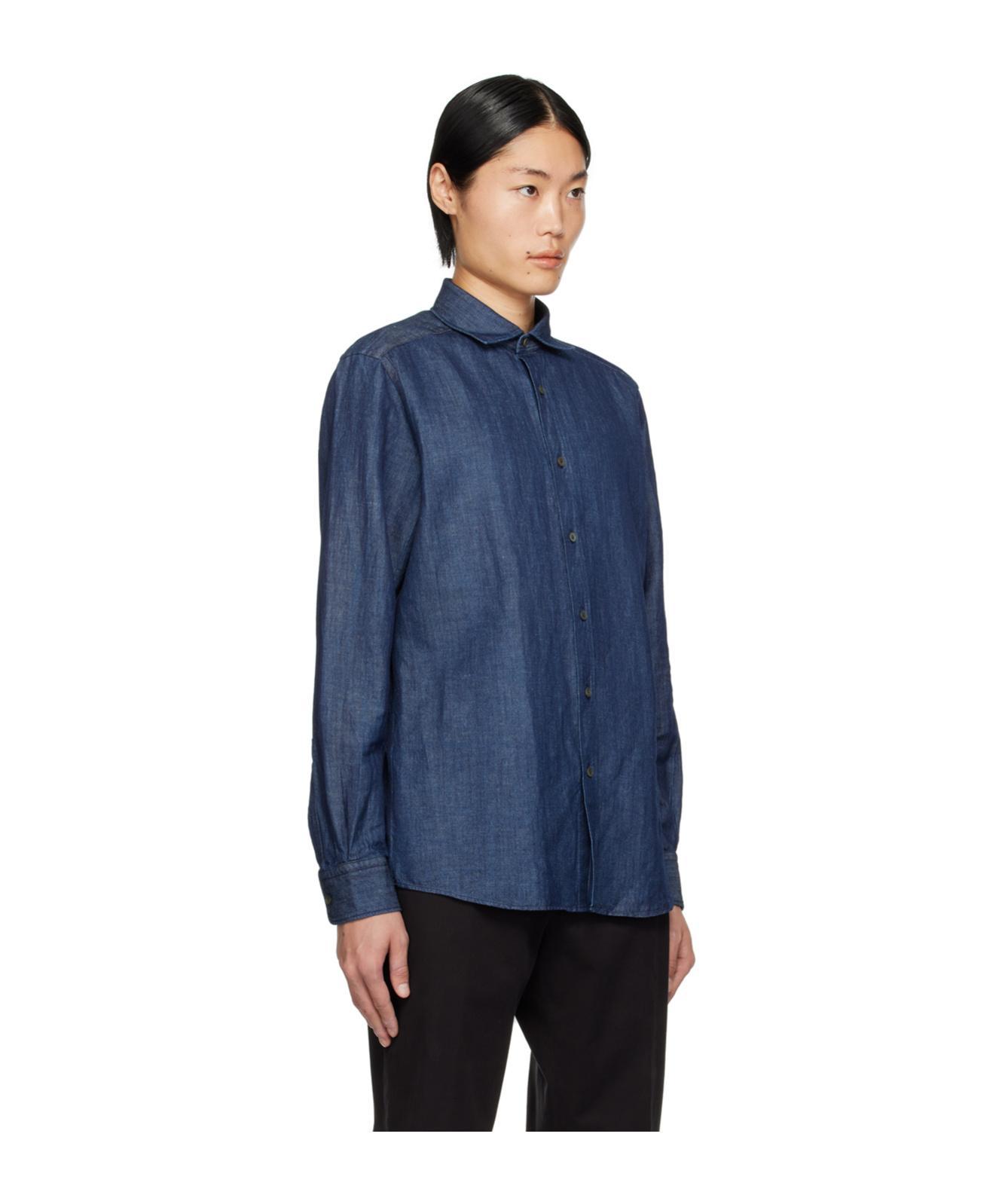 ZEGNA Button Denim Shirt In Blue Product Image