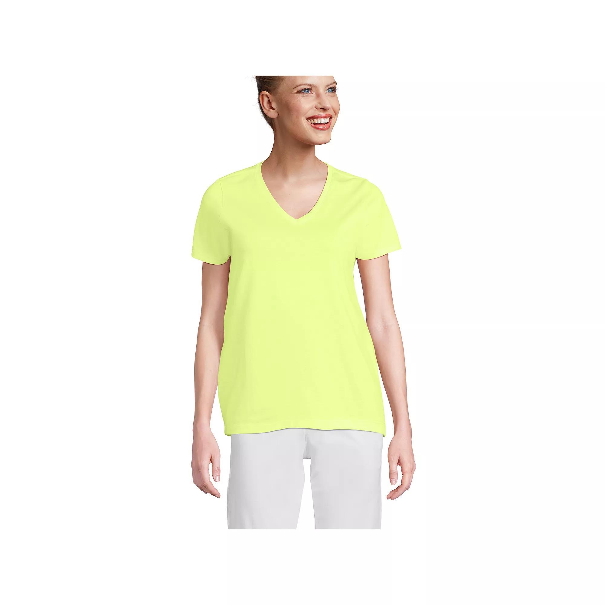 Women's Lands' End Relaxed-Fit Supima Cotton V-Neck Tee, Size: Small Tall, Blue Blossoms Product Image