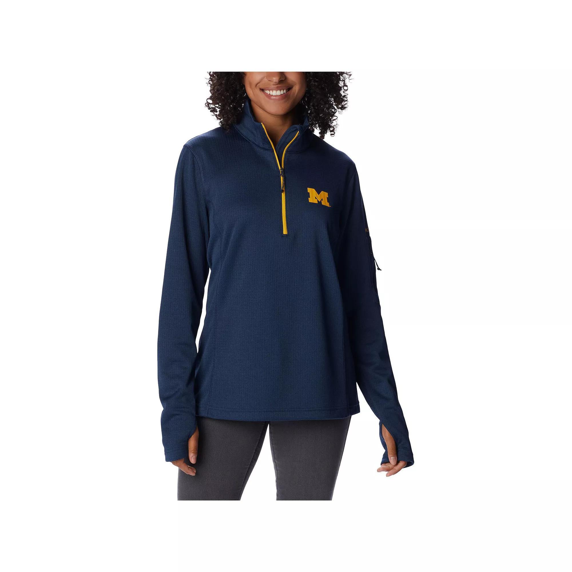 Women's Columbia Navy Michigan Wolverines Park View Omni-Wick Half-Zip Top, Size: Large, Blue Product Image