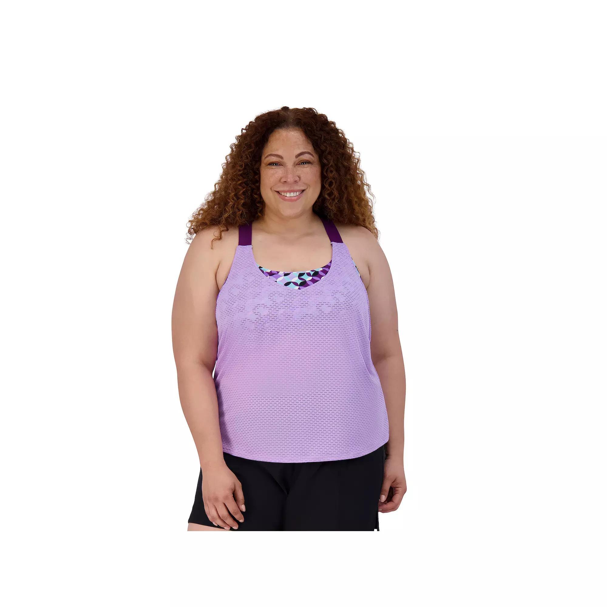 Plus Size ZeroXposur Circus Wide Strap 2-in-1 Tankini Swim Top with Sports Bra, Women's, Size: 3XL, Macaroon Product Image