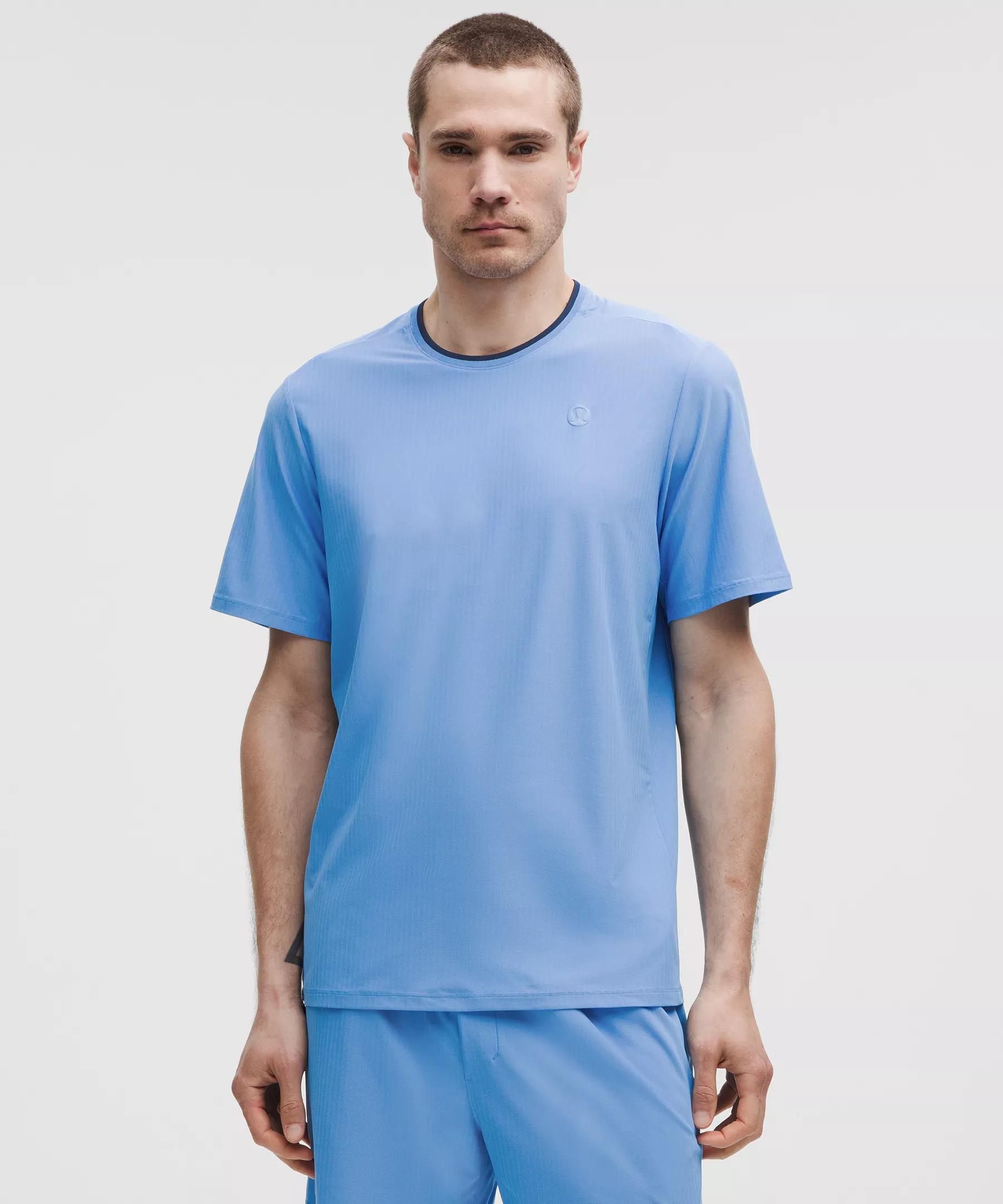 UV-Protective Striped Mesh Tennis T-Shirt Product Image