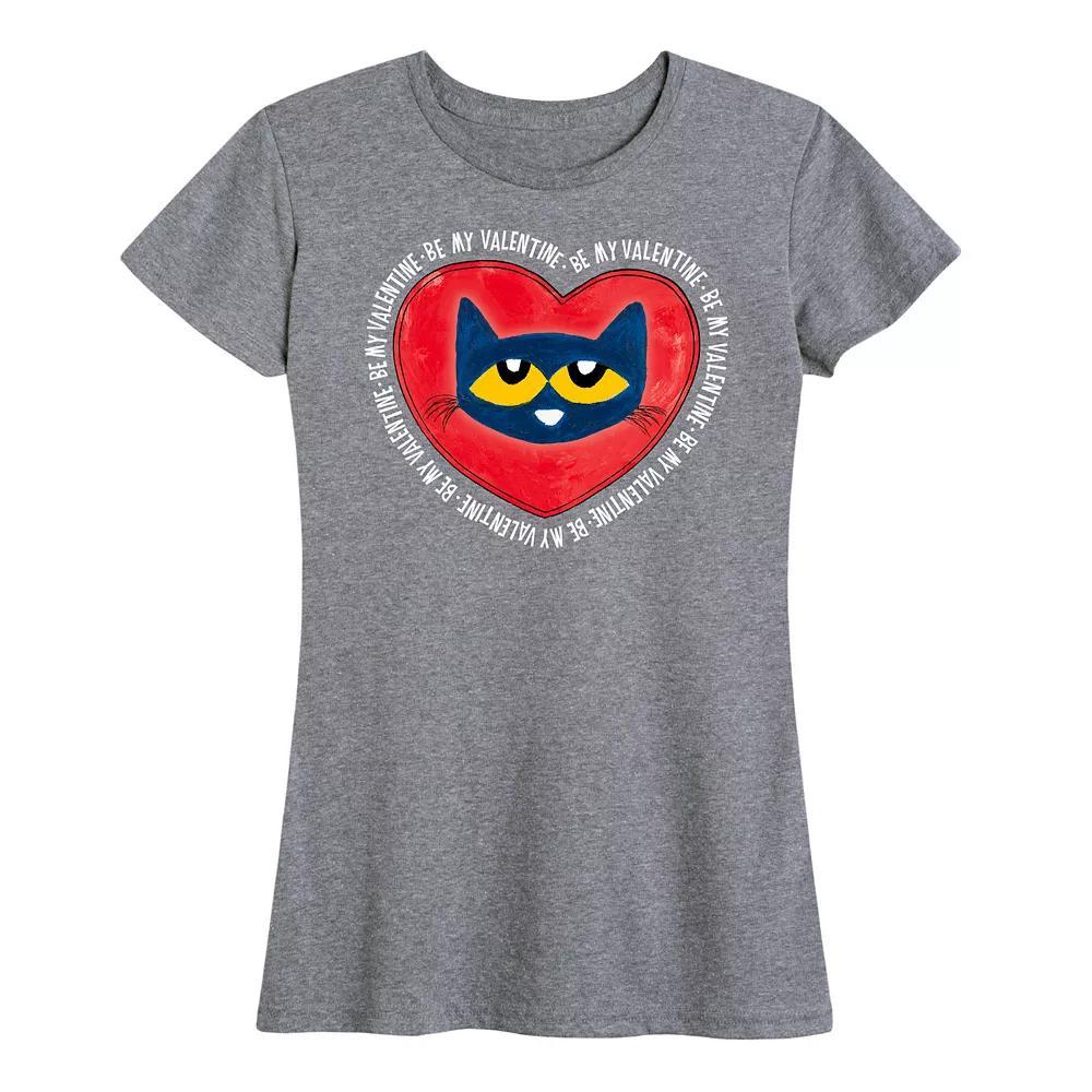 Womens Pete The Cat Be My Valentine Pete Face Graphic Tee Blue Product Image