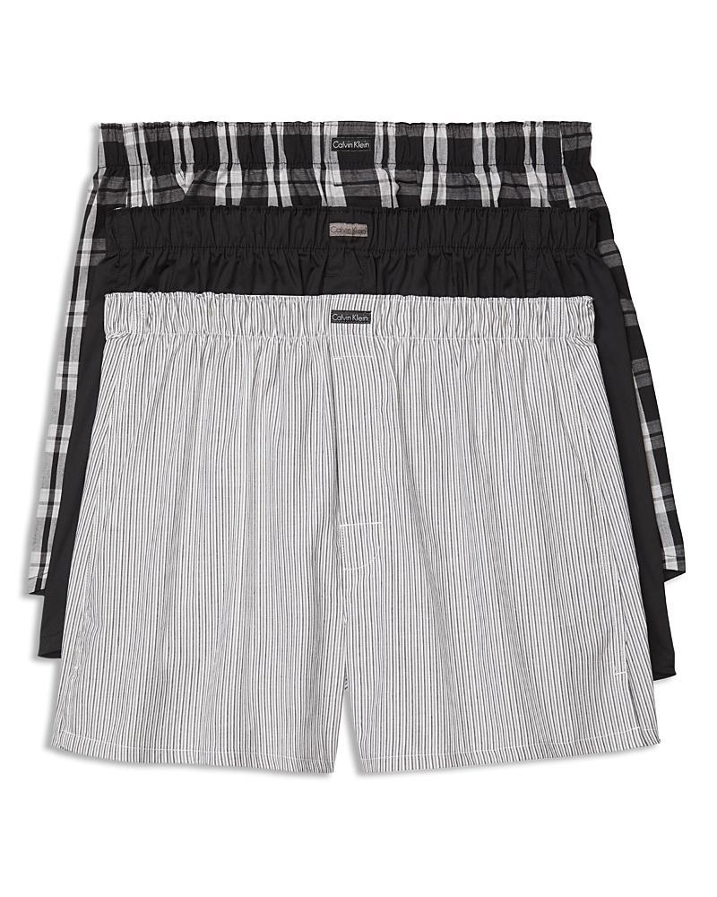 Men's Calvin Klein 3-pack Cotton Classics Woven Boxers, Size: Small, Black Patterned Product Image