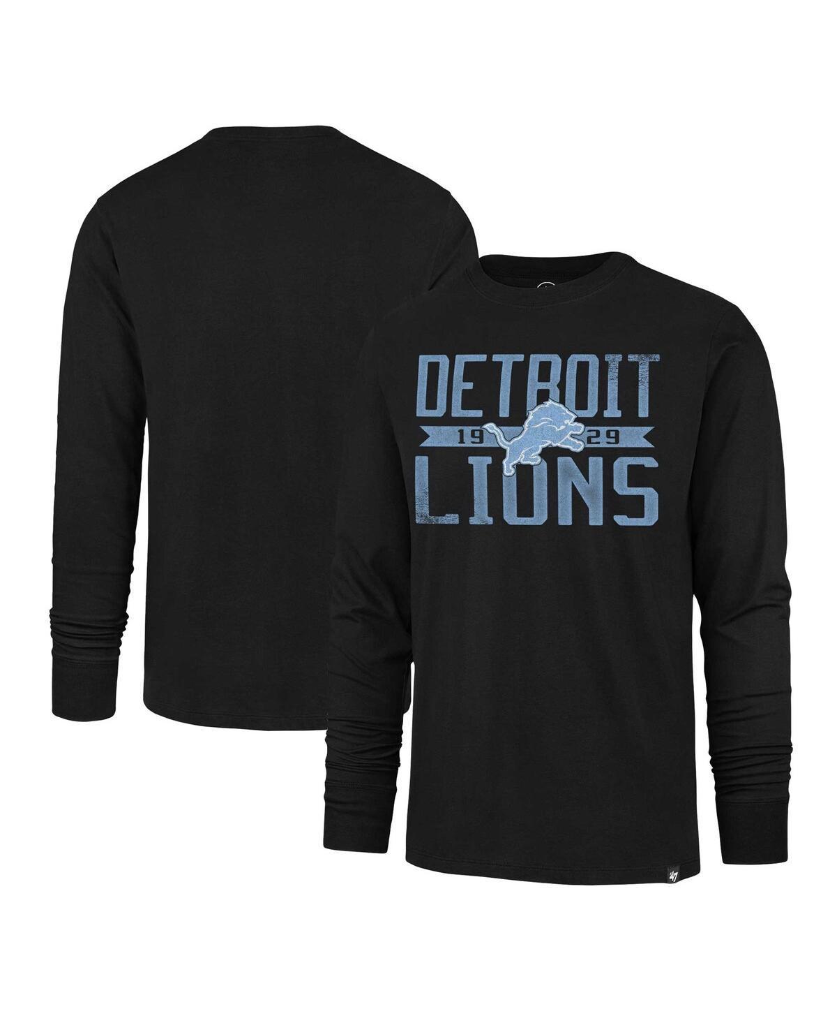 Men's '47 Black Detroit Lions Wide Out Franklin Long Sleeve T-Shirt, Size: Large Product Image