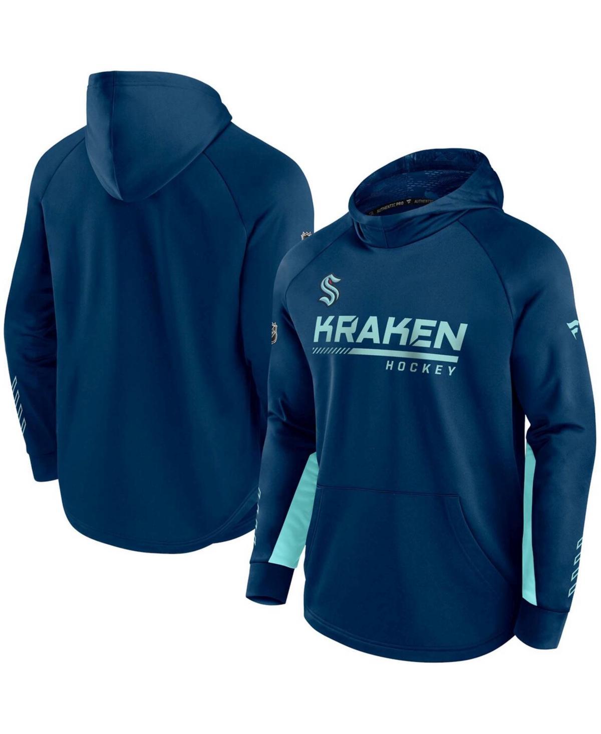 Mens Fanatics Branded Deep Sea Blue Seattle Kraken Authentic Pro Locker Room Raglan Pullover Hoodie Krk Blue Product Image
