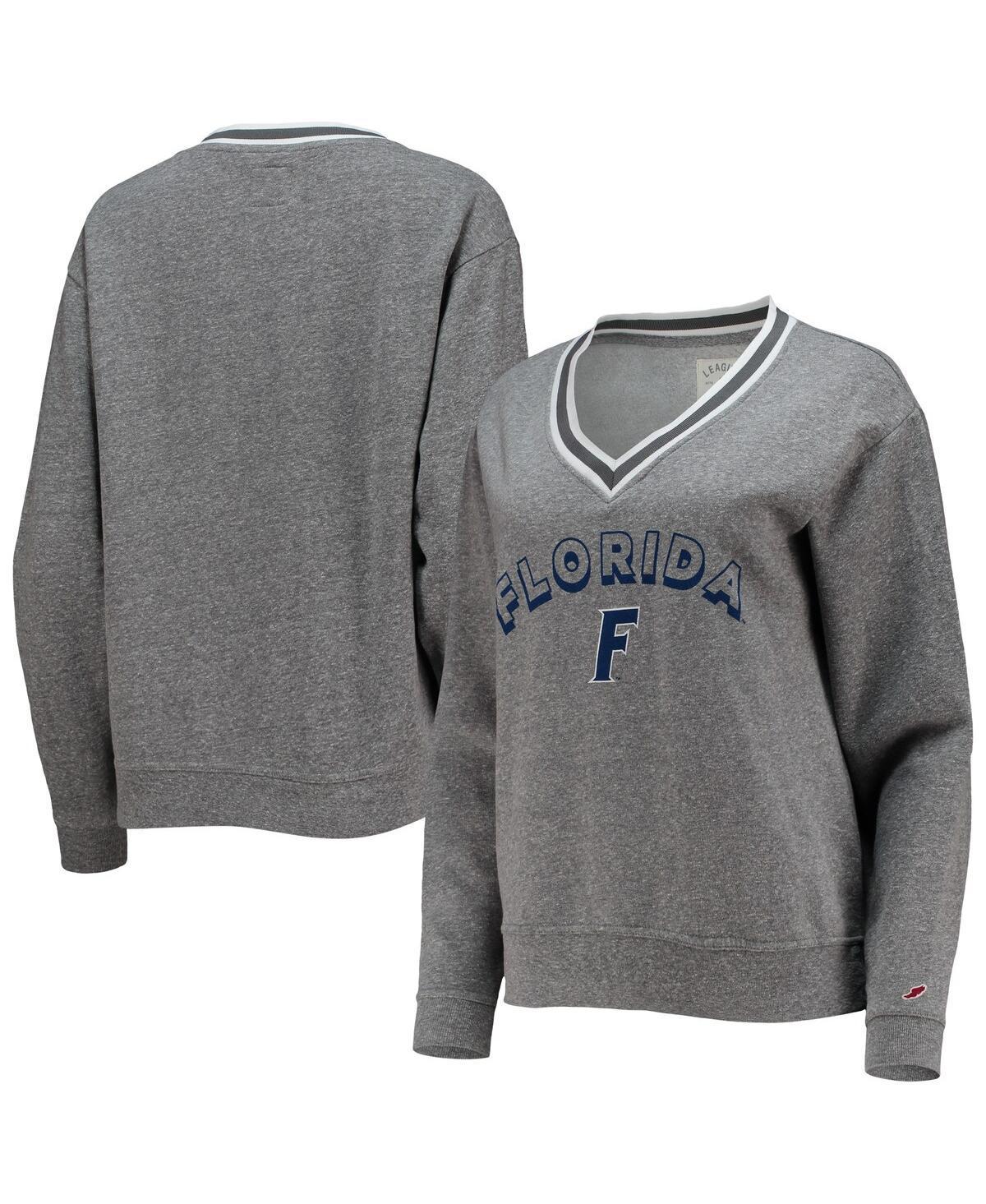 Women's League Collegiate Wear Heathered Gray Florida Gators Victory Springs Tri-Blend V-Neck Pullover Sweatshirt, Size: Large, Grey Product Image