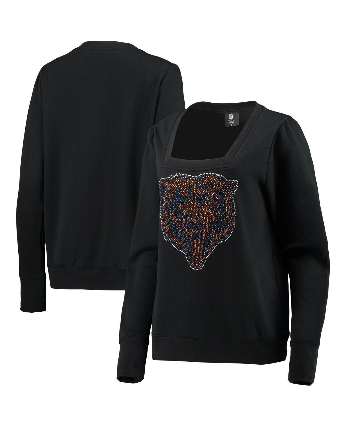Women's Cuce Black Chicago Bears Winners Square Neck Pullover Sweatshirt, Size: Medium Product Image