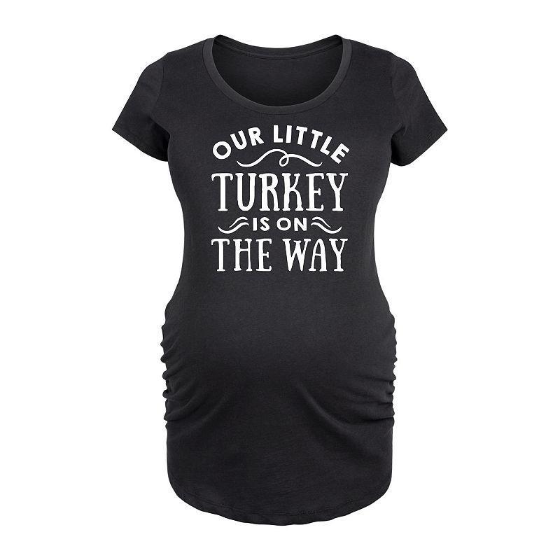 Maternity Our Little Turkey Is On The Way Graphic Tee, Womens Blue Product Image
