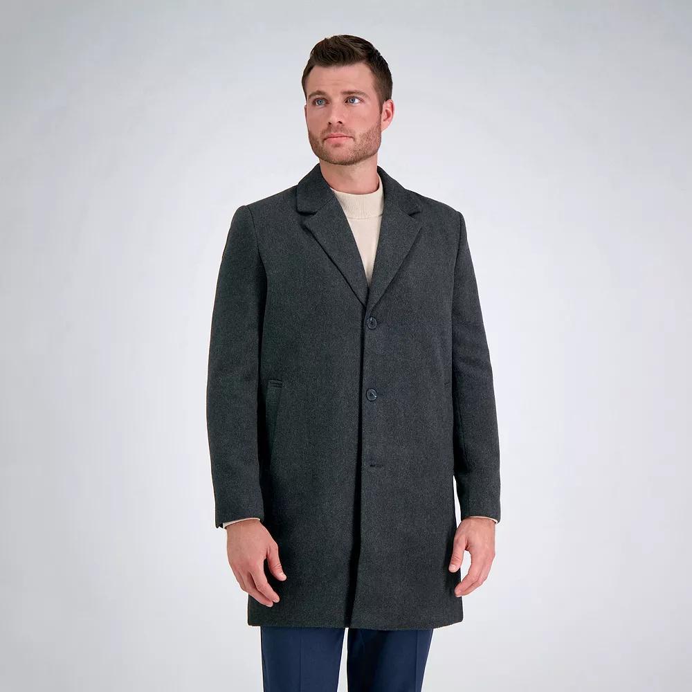 Men's Haggar Mid-Length Single Breasted Brushed Twill Topcoat, Size: Medium 40-42, Black Product Image