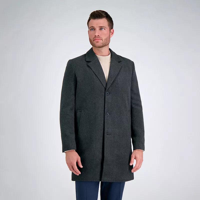 Men's Haggar Mid-Length Single Breasted Brushed Twill Topcoat, Size: Medium 40-42, Black Product Image