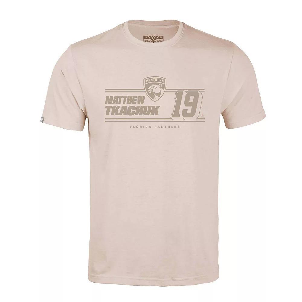 Men's Levelwear Matthew Tkachuk Khaki Florida Panthers Richmond Mileage Name & Number T-Shirt, Size: Large, Pnt Beig K Product Image