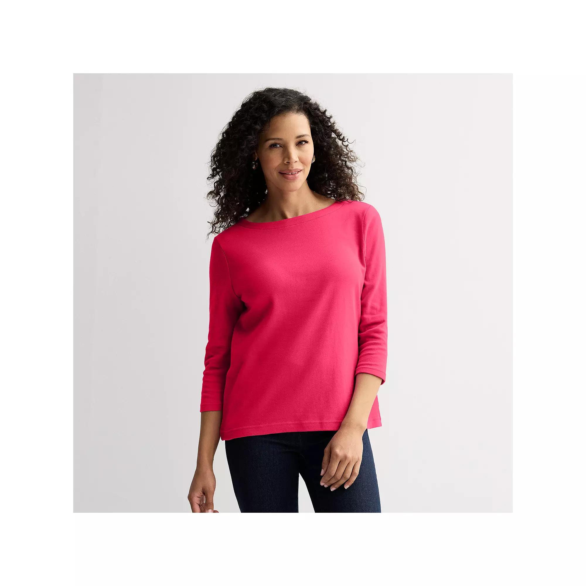 Women's Croft & Barrow® Boatneck Top, Size: Small, Pink Kiss Product Image
