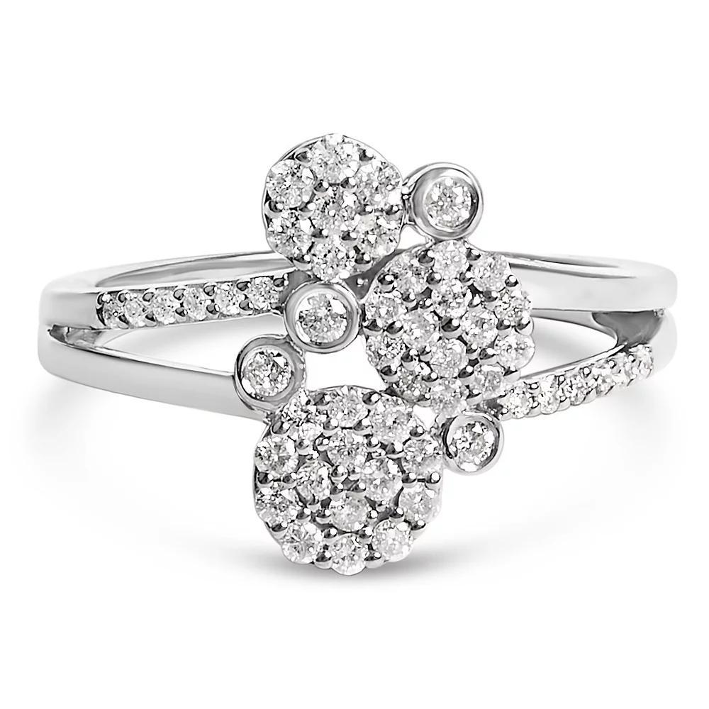 Haus of Brilliance Sterling Silver 1/2 Carat T.W. Diamond Scatter Composite Bypass Ring, Women's, Size: 5 Product Image