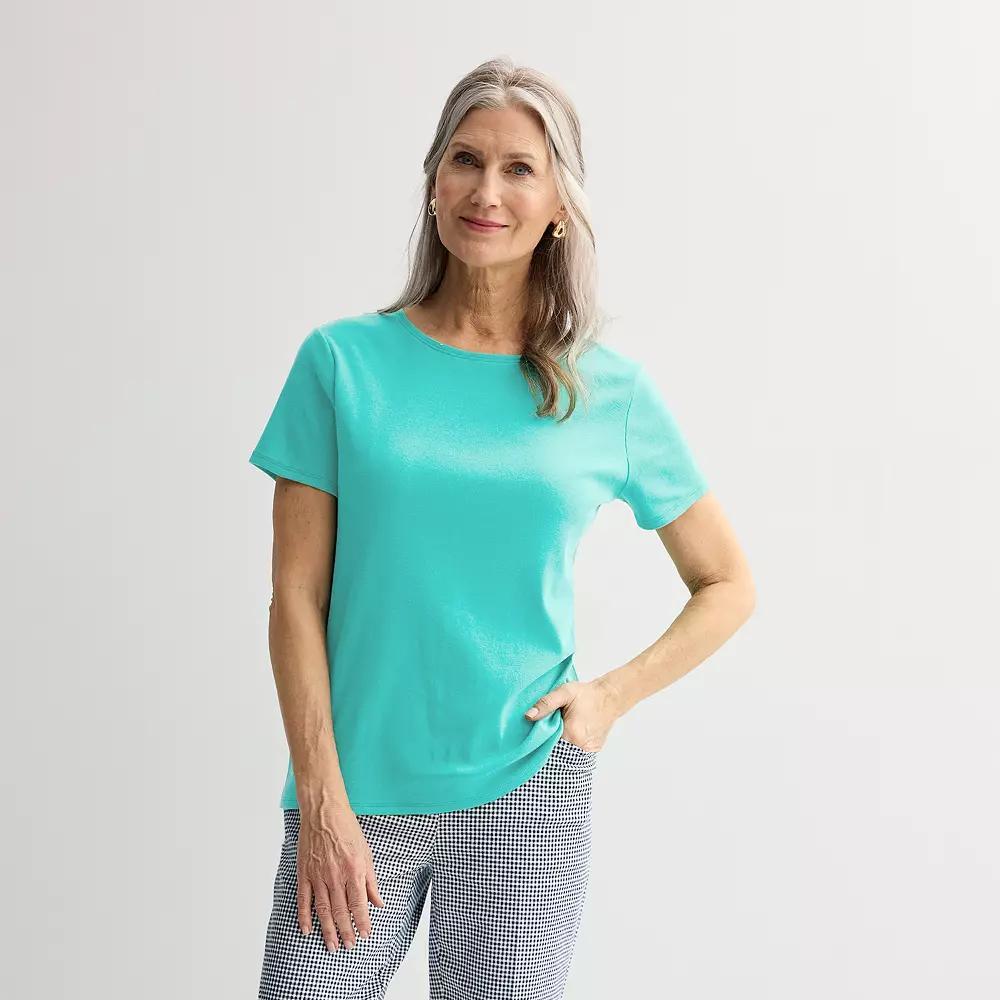 Petite Croft & Barrow Essential Crewneck Tee, Womens Yellow Yellow Product Image