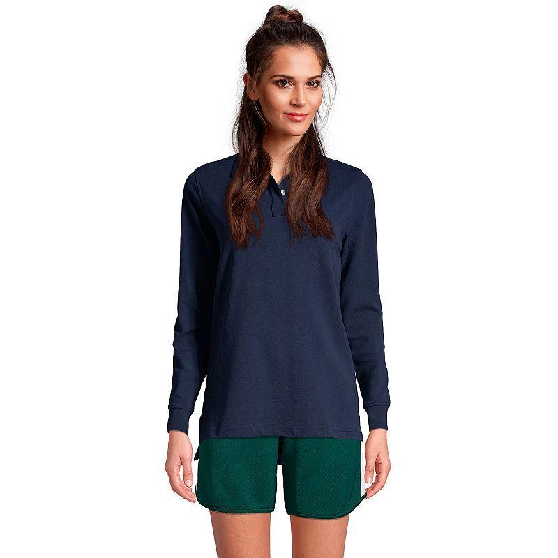 Womens Tall Lands End School Uniform Long Sleeve Mesh Polo Shirt Product Image