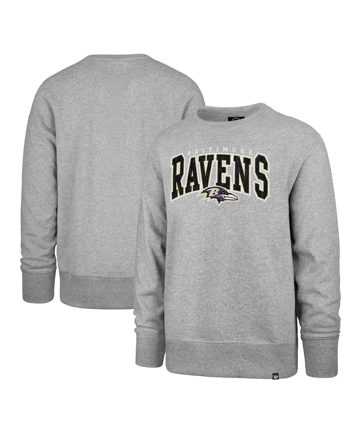 Men's '47 Gray Baltimore Ravens Varsity Block Headline Pullover Sweatshirt, Size: XL, Grey Product Image