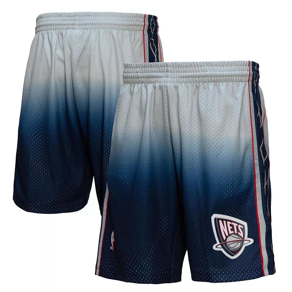 Men's Mitchell & Ness Gray/Blue New Jersey Nets 2006/07 Hardwood Classics Fadeaway Reload 3.0 Swingman Shorts, Size: XL, Nba Grey Product Image