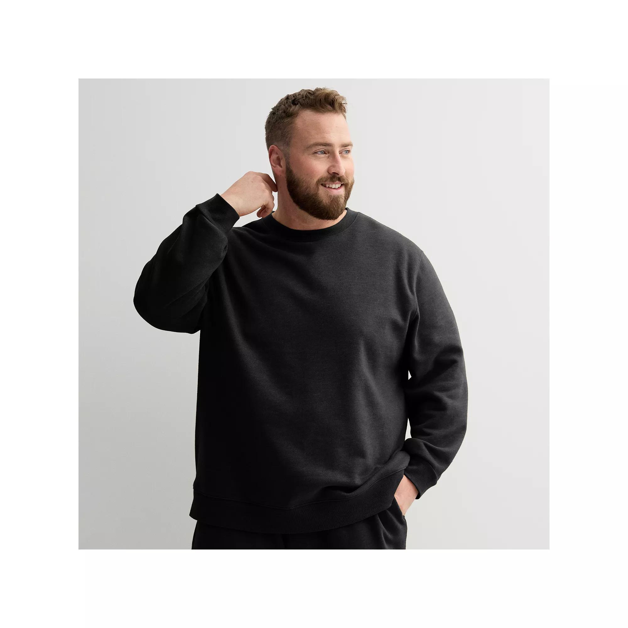 Big & Tall Tek Gear® Ultra Soft Fleece Crew Sweatshirt, Men's, Size: 3XB, Mineral Black Product Image