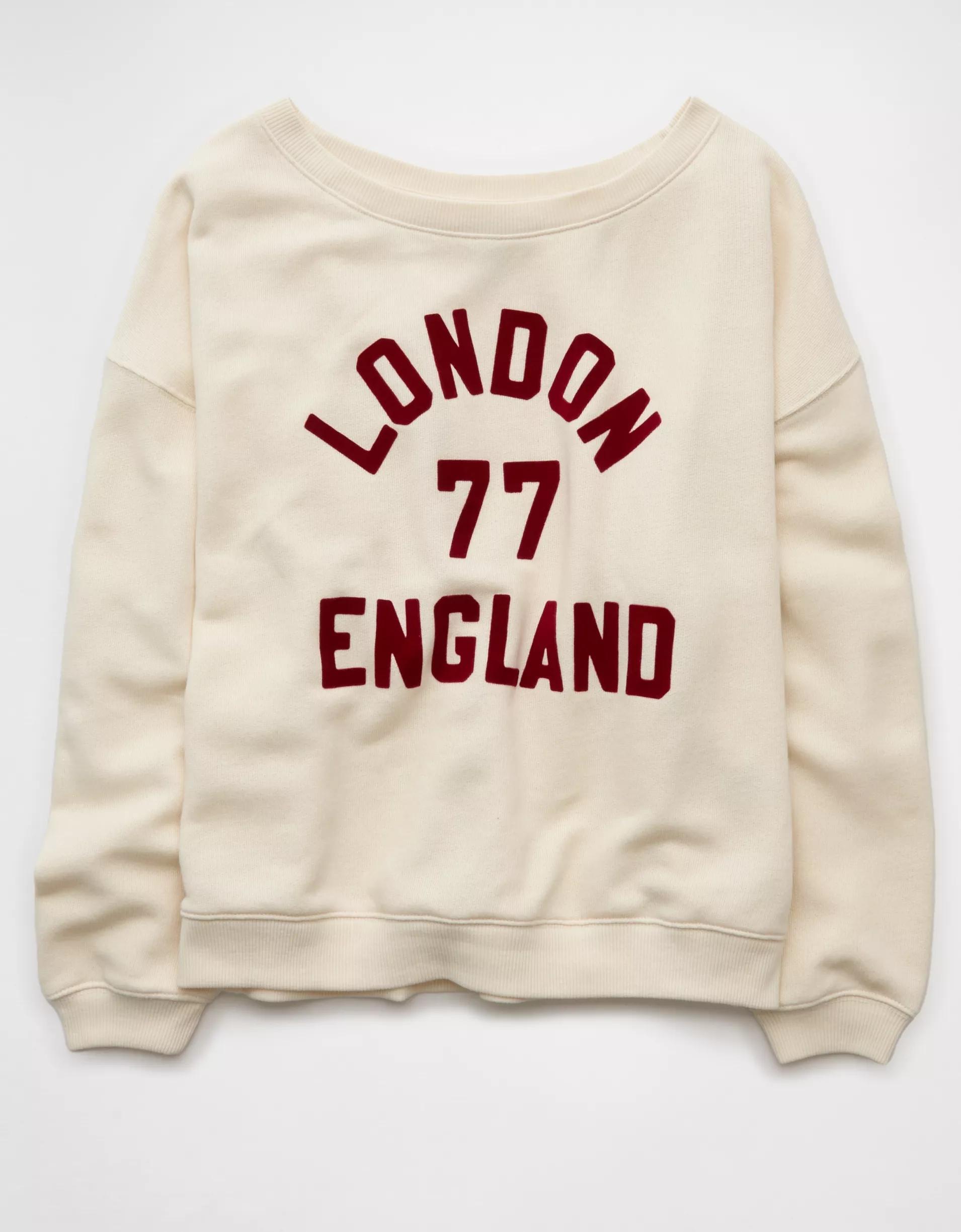 AE Off The Shoulder Destination Graphic Sweatshirt Product Image