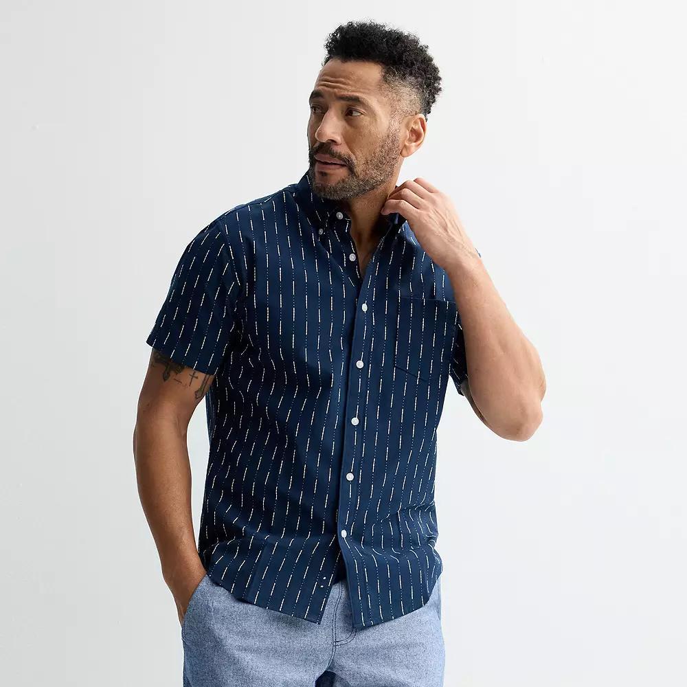 Men's Sonoma Goods For Life® Short Sleeve Perfect Length Button Down Shirt, Size: XXL, Tamryn Brown Product Image