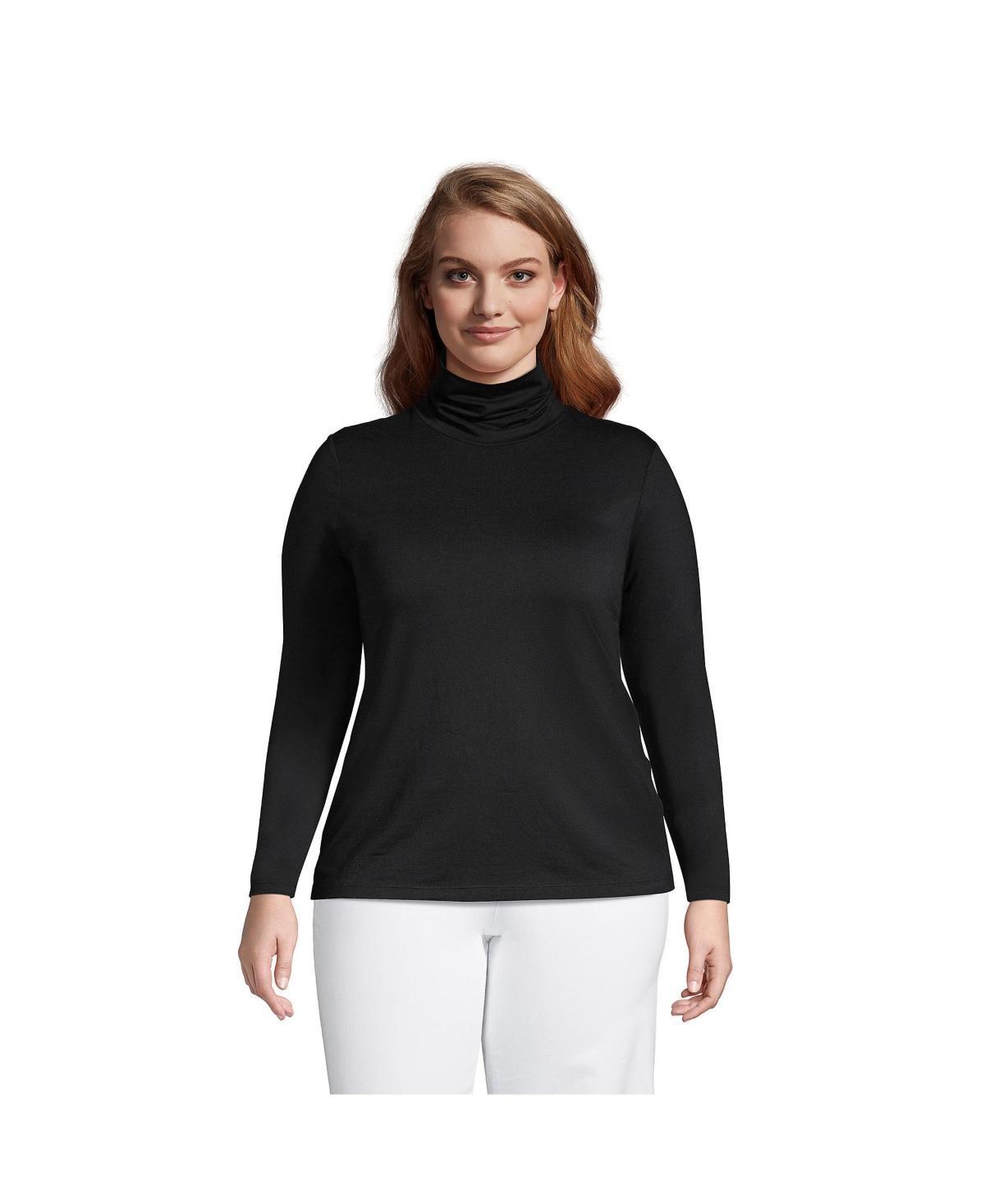 Plus Size Lands' End Lightweight Fitted Long Sleeve Turtleneck, Women's, Size: 1XL, White Product Image
