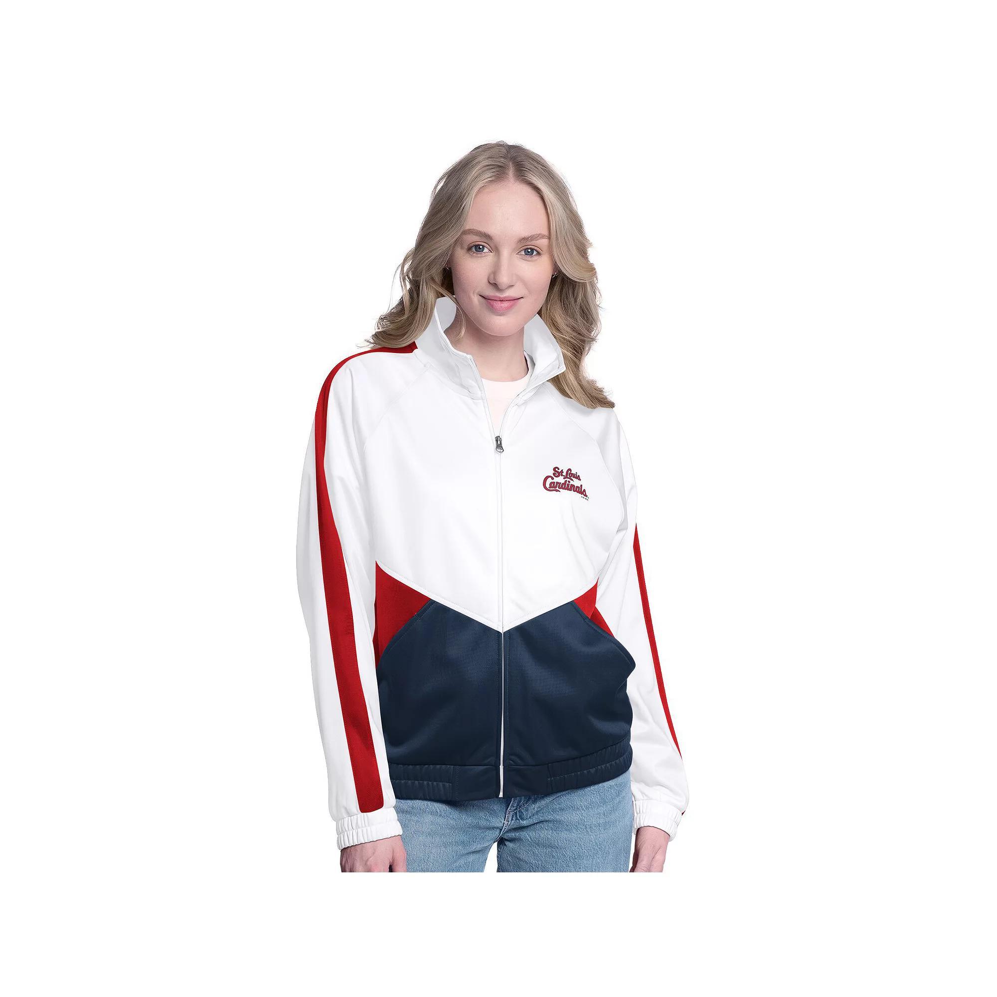 Women's G-III Sports by Carl Banks  White/Red Philadelphia Phillies Rally Rhinestone Raglan Full-Zip Track Jacket, Size: Large Product Image