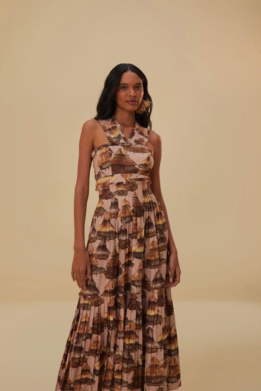 Malocas Beige Sleeveless Midi Dress Product Image