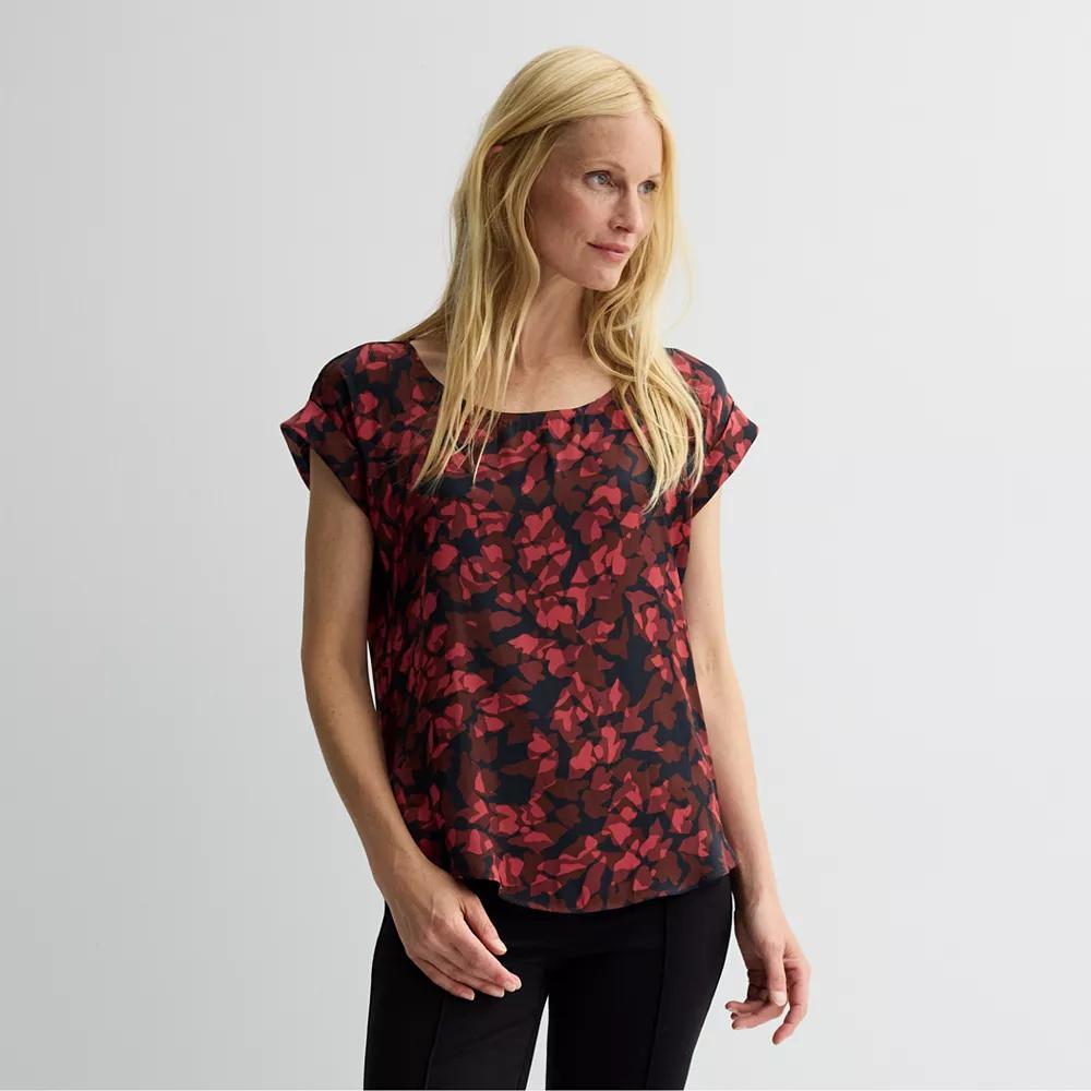 Petite Nine West Short Sleeve Silky Tee, Womens Product Image