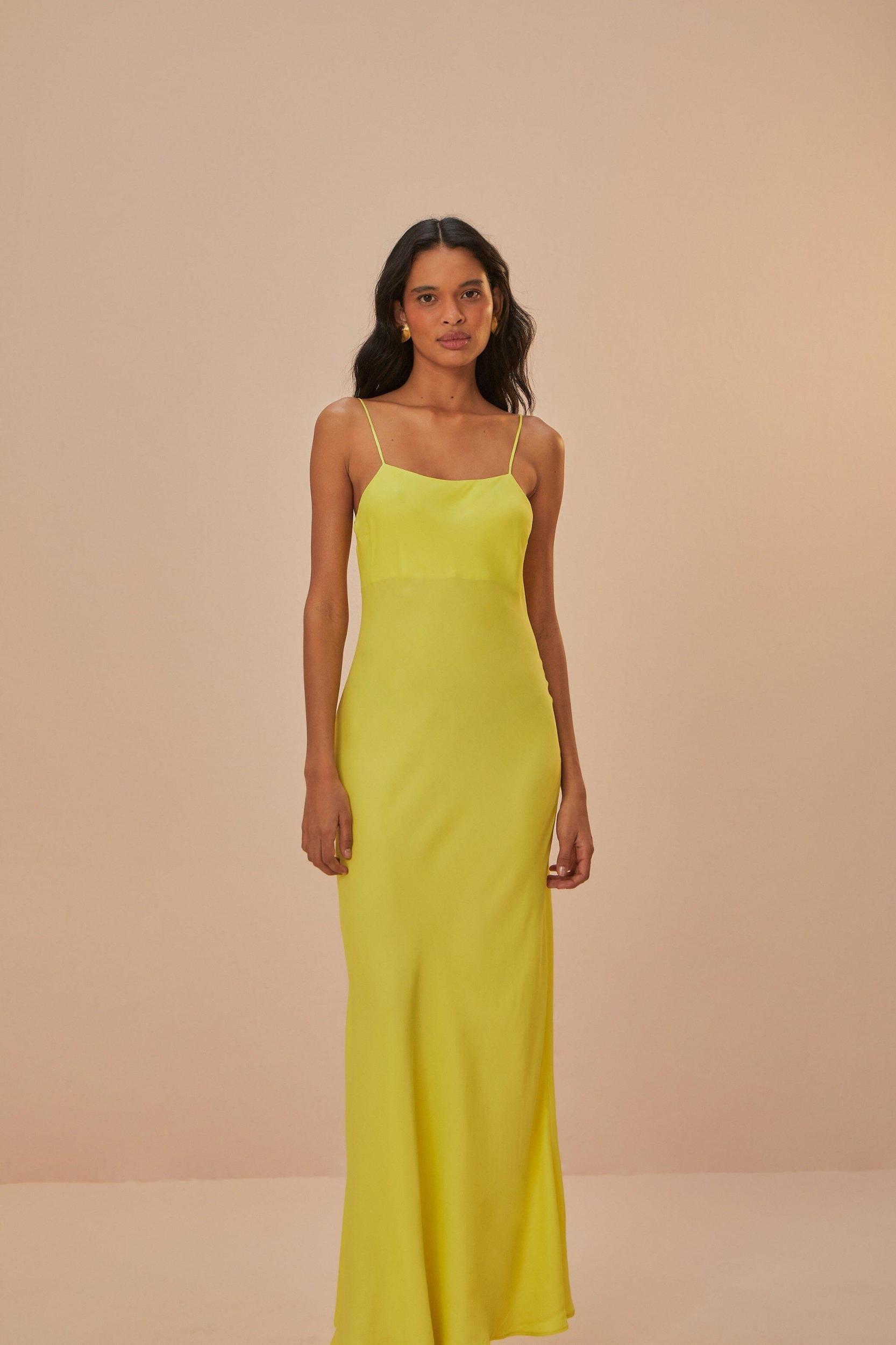Neon Green LENZING ECOVERO Viscose Slip Dress, NEON GREEN / S Product Image