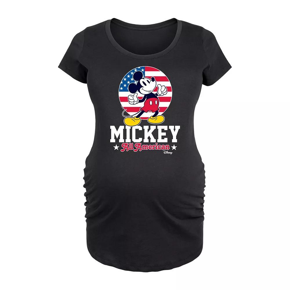 Disneys Mickey Mouse Maternity All American Graphic Tee, Womens Blue Product Image