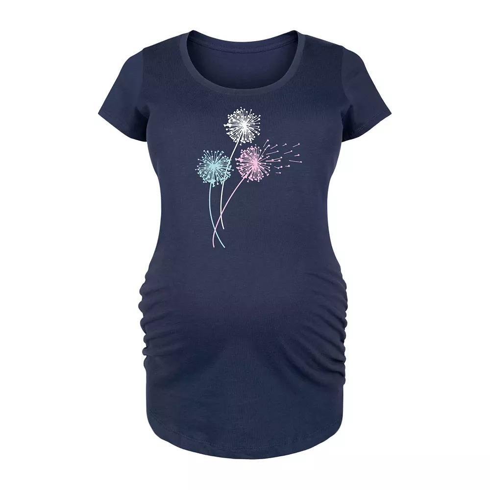Maternity Pastel Dandelions Graphic Tee, Womens Blue Product Image
