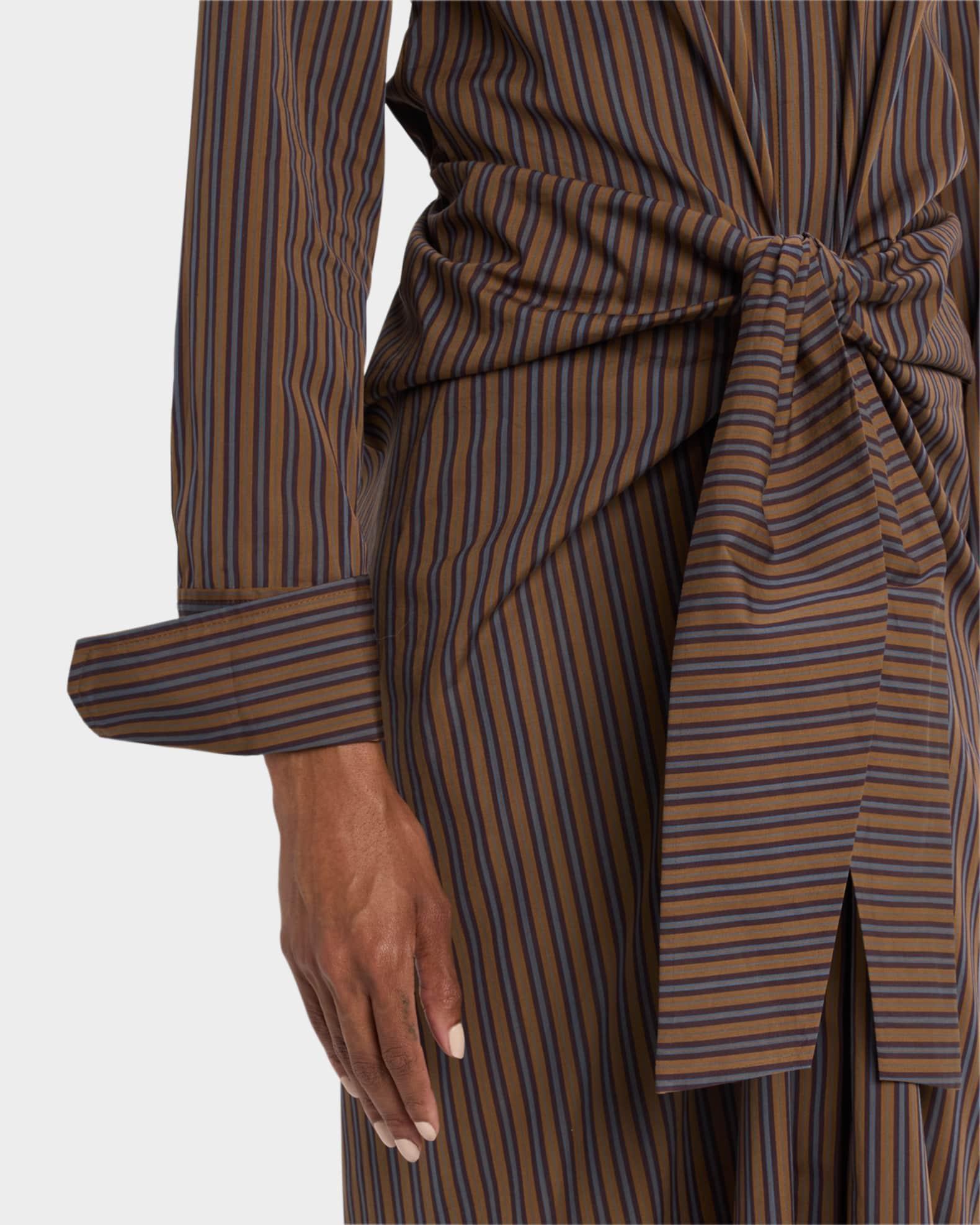 Mila Pinstripe Draped Shirtdress Product Image