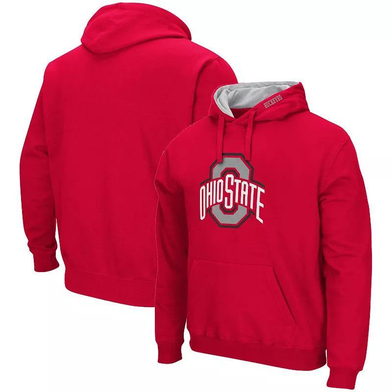 Men's Colosseum Scarlet Ohio State Buckeyes Arch & Logo 3.0 Pullover Hoodie, Size: Medium, Red Product Image