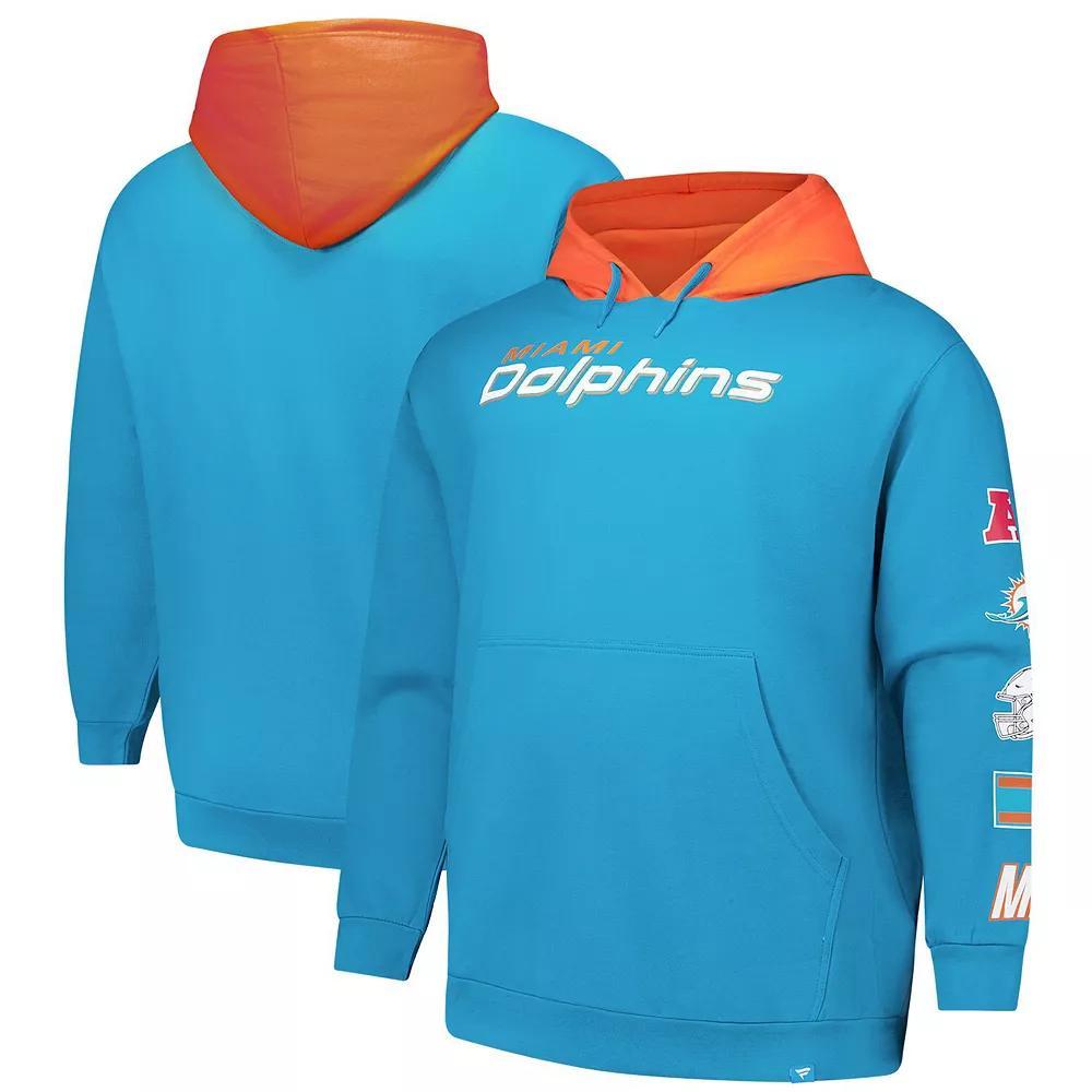 Men's Fanatics Aqua Miami Dolphins Big & Tall Patched Out Pullover Hoodie, Size: 4XB, Turquoise A Product Image