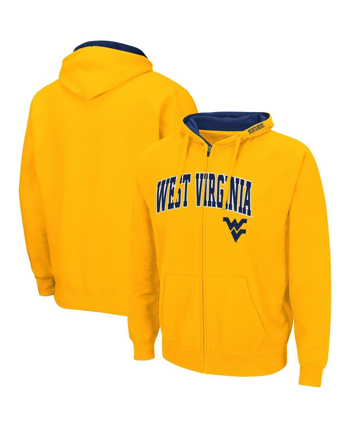 Men's Colosseum Gold West Virginia Mountaineers Arch & Logo 3.0 Full-Zip Hoodie, Size: 2XL Product Image