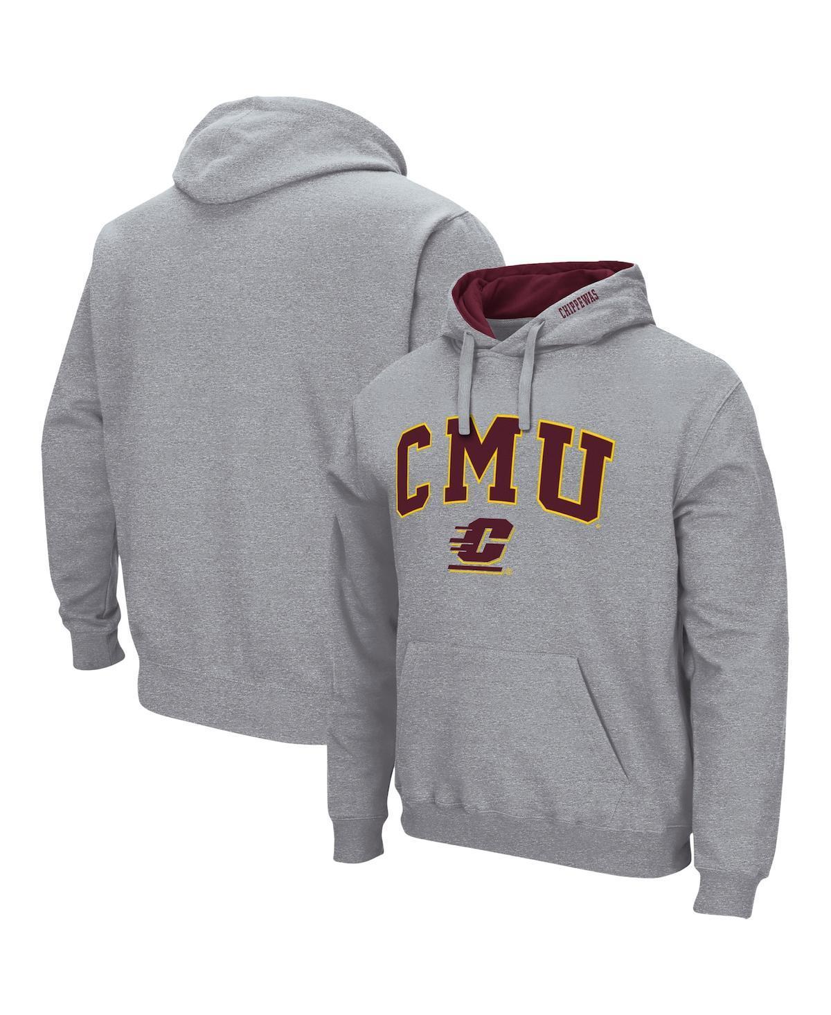 Men's Colosseum Heathered Gray New Hampshire Wildcats Arch and Logo Pullover Hoodie, Size: Small, Unh Grey Product Image