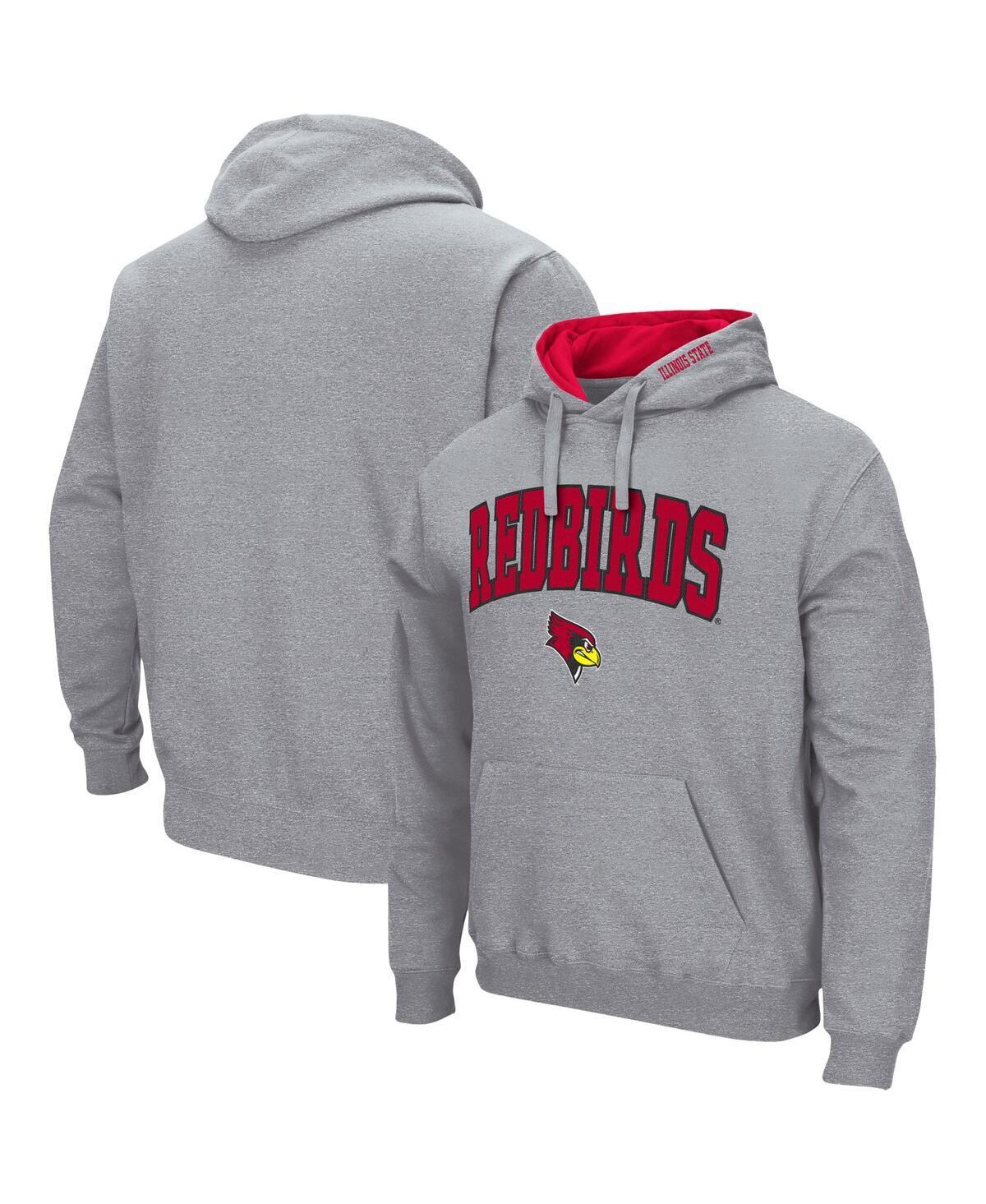 Men's Colosseum Heathered Gray Illinois State Redbirds Arch & Logo 3.0 Pullover Hoodie, Size: Medium, Ils Grey Product Image