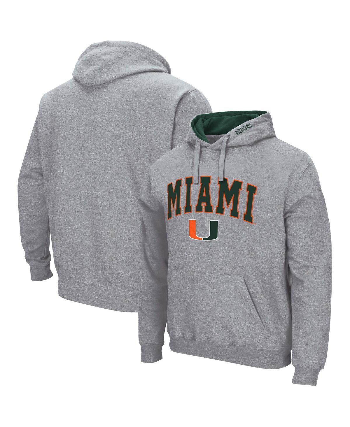 Mens Colosseum Charcoal Miami Hurricanes Arch & Logo 3.0 Pullover Hoodie Product Image
