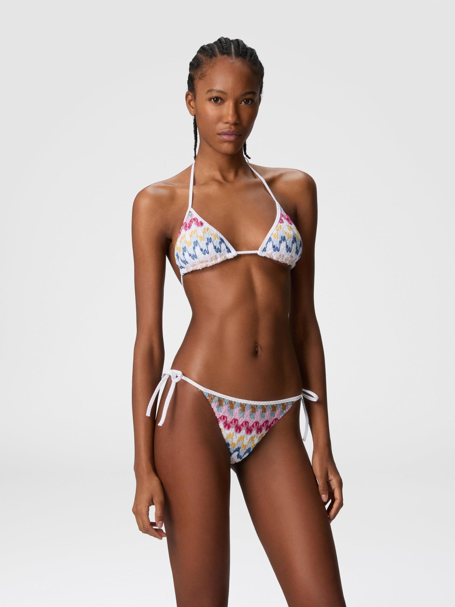 Triangle bikini in lamé viscose lace Product Image