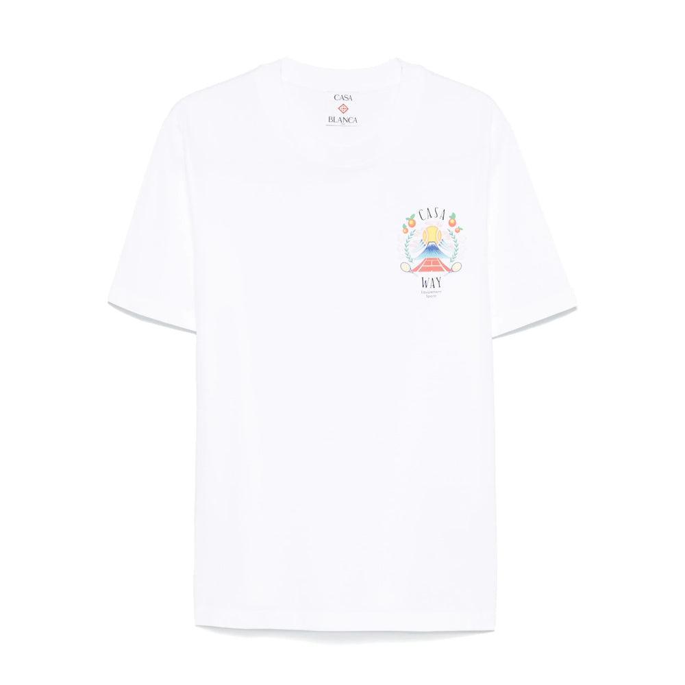 CASABLANCA Mens Casa Way Mountain Graphic-print Cotton-jersey T-shirt Xxxl In White Product Image