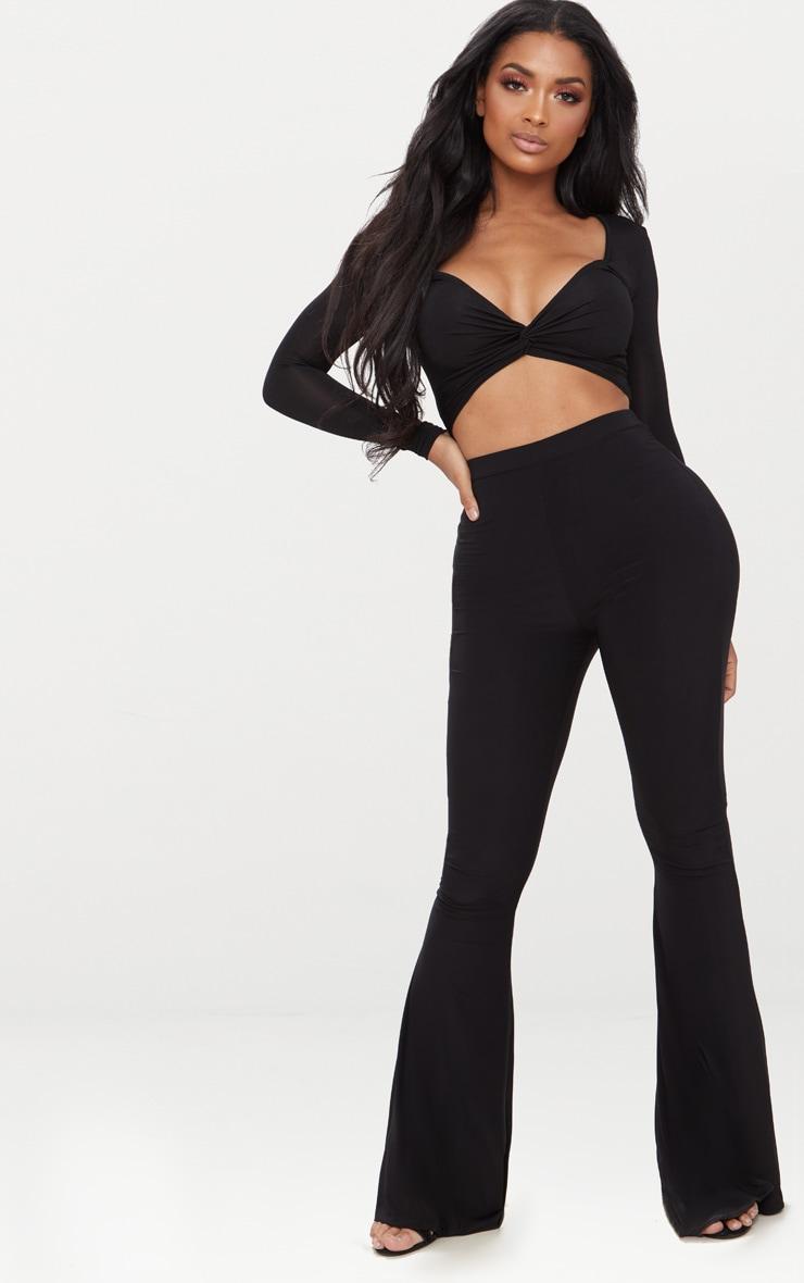 Shape Black Slinky Twist Front Crop Top Product Image