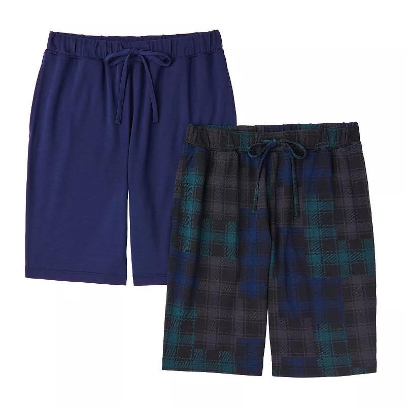Mens Cuddl Duds 2-Pack French Terry Printed Pajama Shorts Set Grey Green Product Image