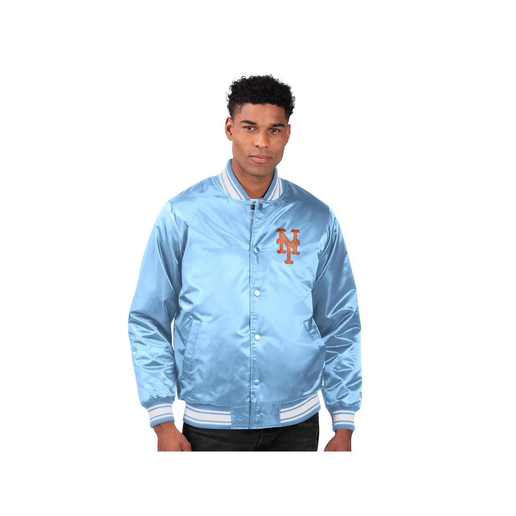 Men's Starter Light Blue Chicago Cubs Locker Room Satin Full-Snap Varsity Jacket, Size: 2XL Product Image