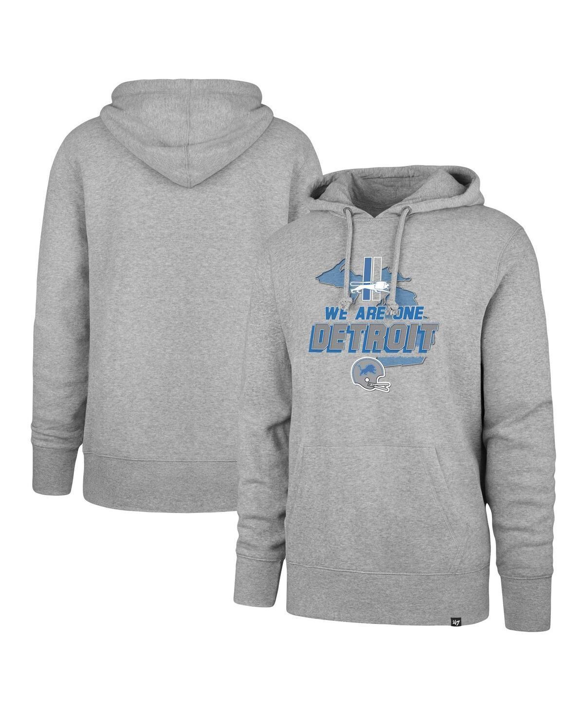 Men's '47 Gray Detroit Lions We Are One Regional Headline Pullover Hoodie, Size: XL, Grey Product Image