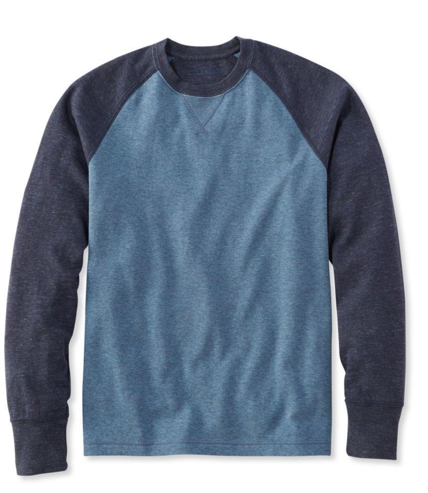 
                            Men's Washed Cotton Double-Knit Crewneck, Slightly Fitted Long-Sleeve Colorblock
                         Product Image