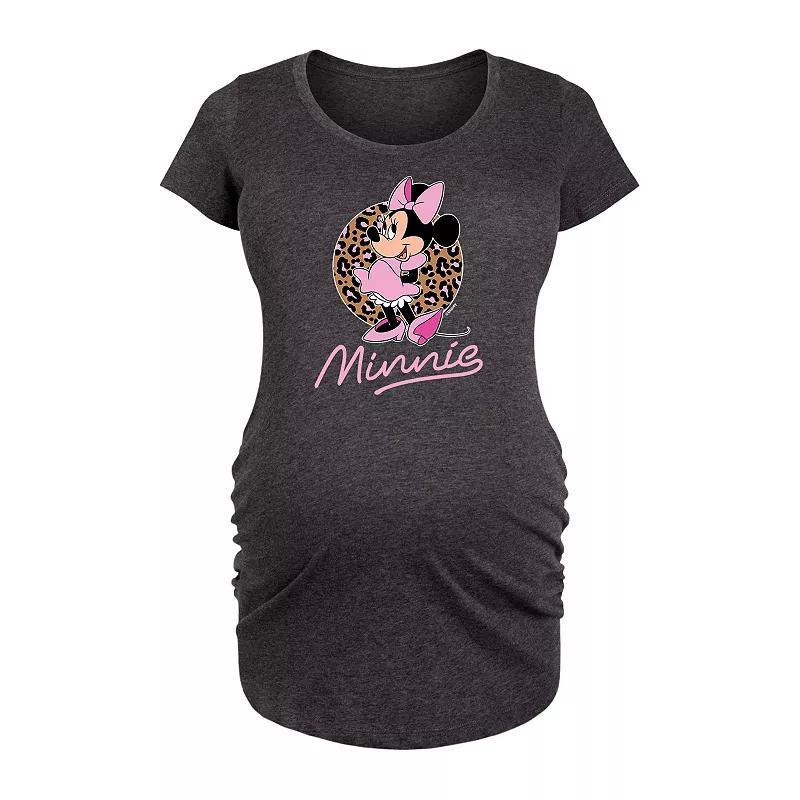 Disneys Minnie Mouse Maternity Leopard Print Graphic Tee, Womens Blue Product Image