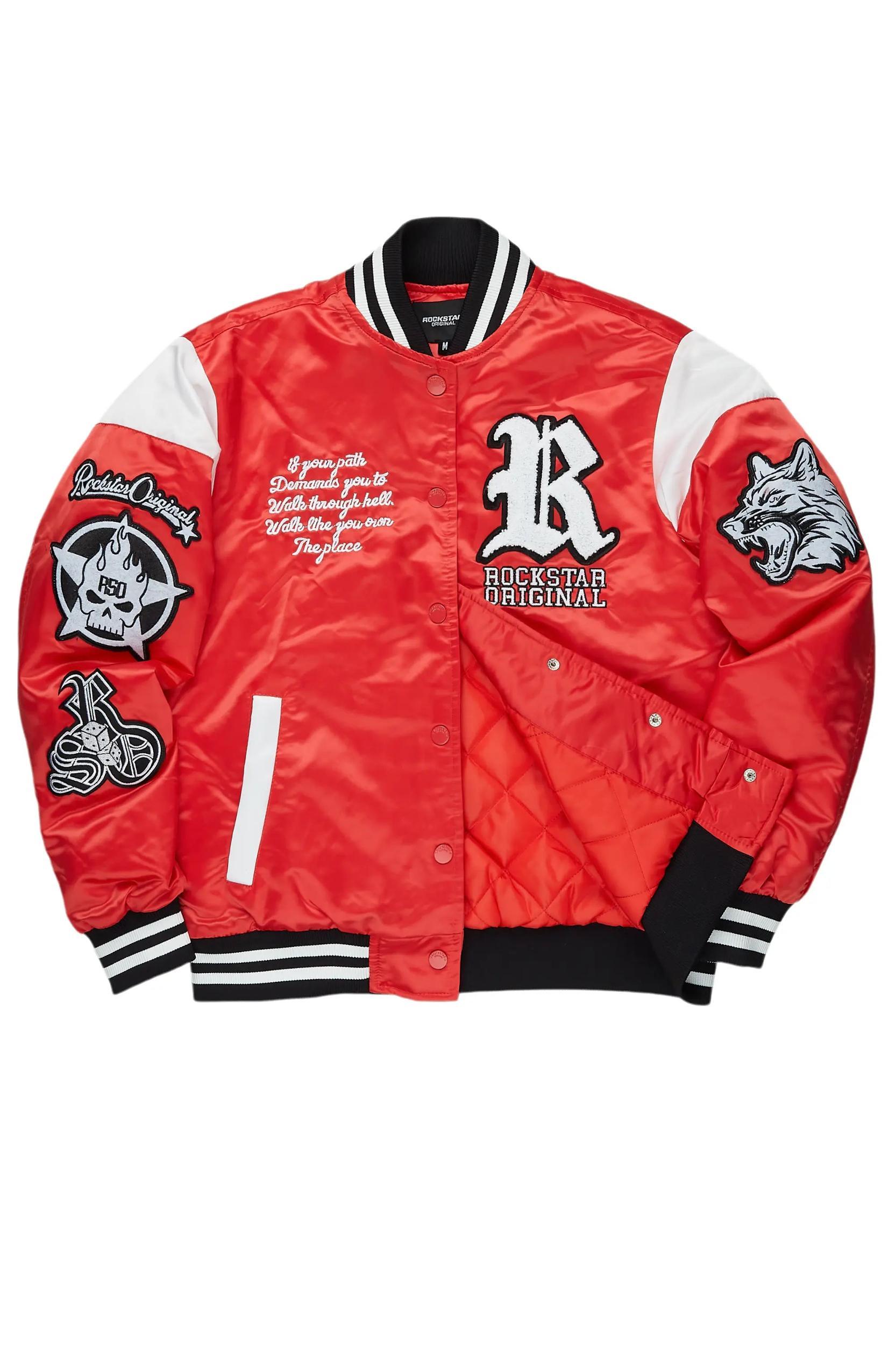 Sosa Red Satin Varsity Jacket Female Product Image