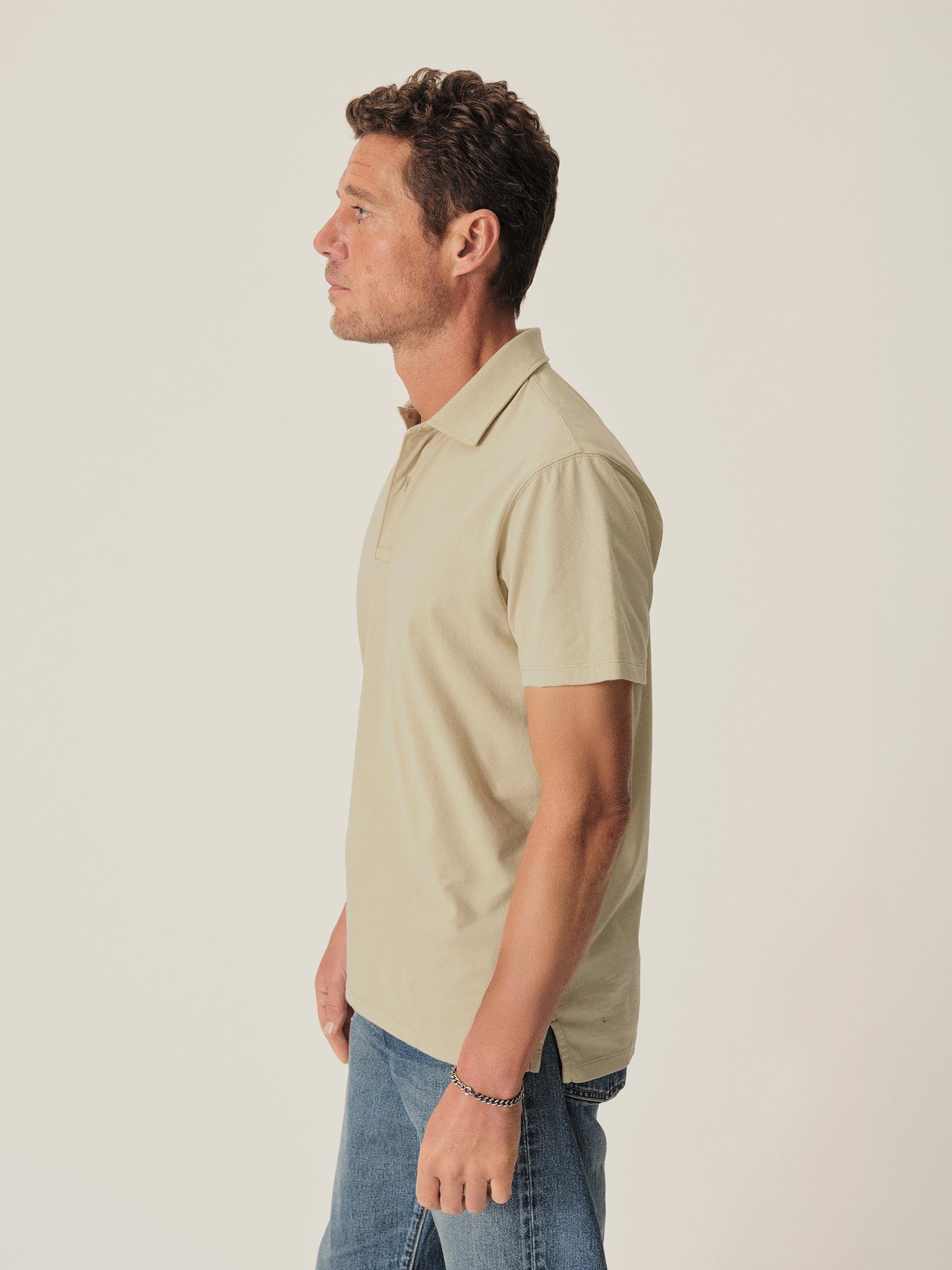 Moss Grey Venice Wash Sueded Cotton Polo Product Image