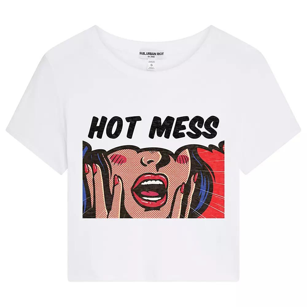 Womens Hot Mess Pop Art Cropped Graphic Tee, Girls Product Image