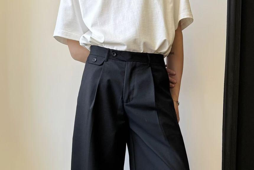 High Waist Plain Wide Leg Dress Pants Product Image
